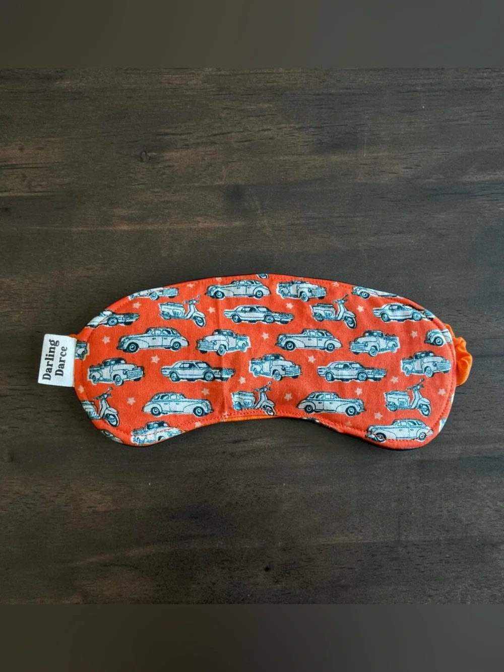 Orange Vintage Cars Print Kids Sleep Mask